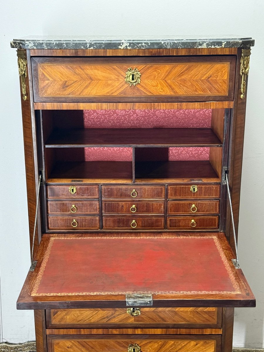 Secrétaire D’époque Louis XVI En Marqueterie -photo-3