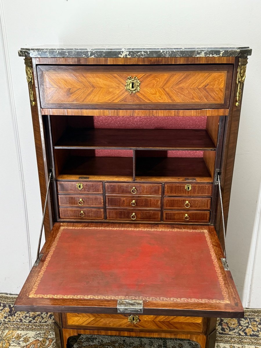 Secrétaire D’époque Louis XVI En Marqueterie -photo-1