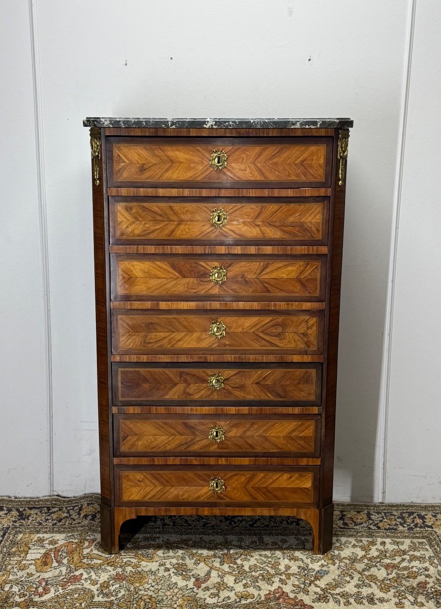 Secrétaire D’époque Louis XVI En Marqueterie 