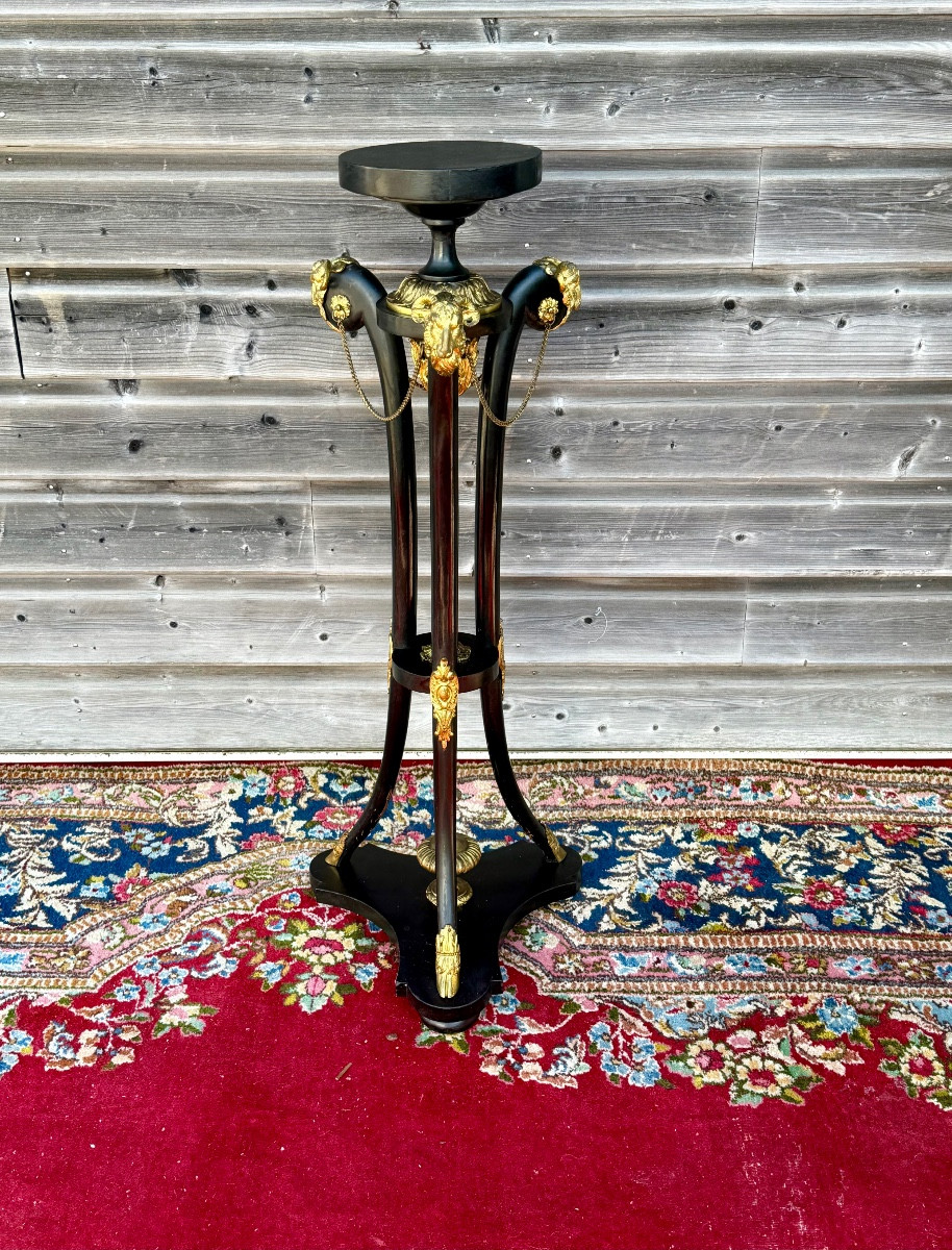 Porte-plantes En Bois Noirci  De Style Empire D’époque 19 ème 
