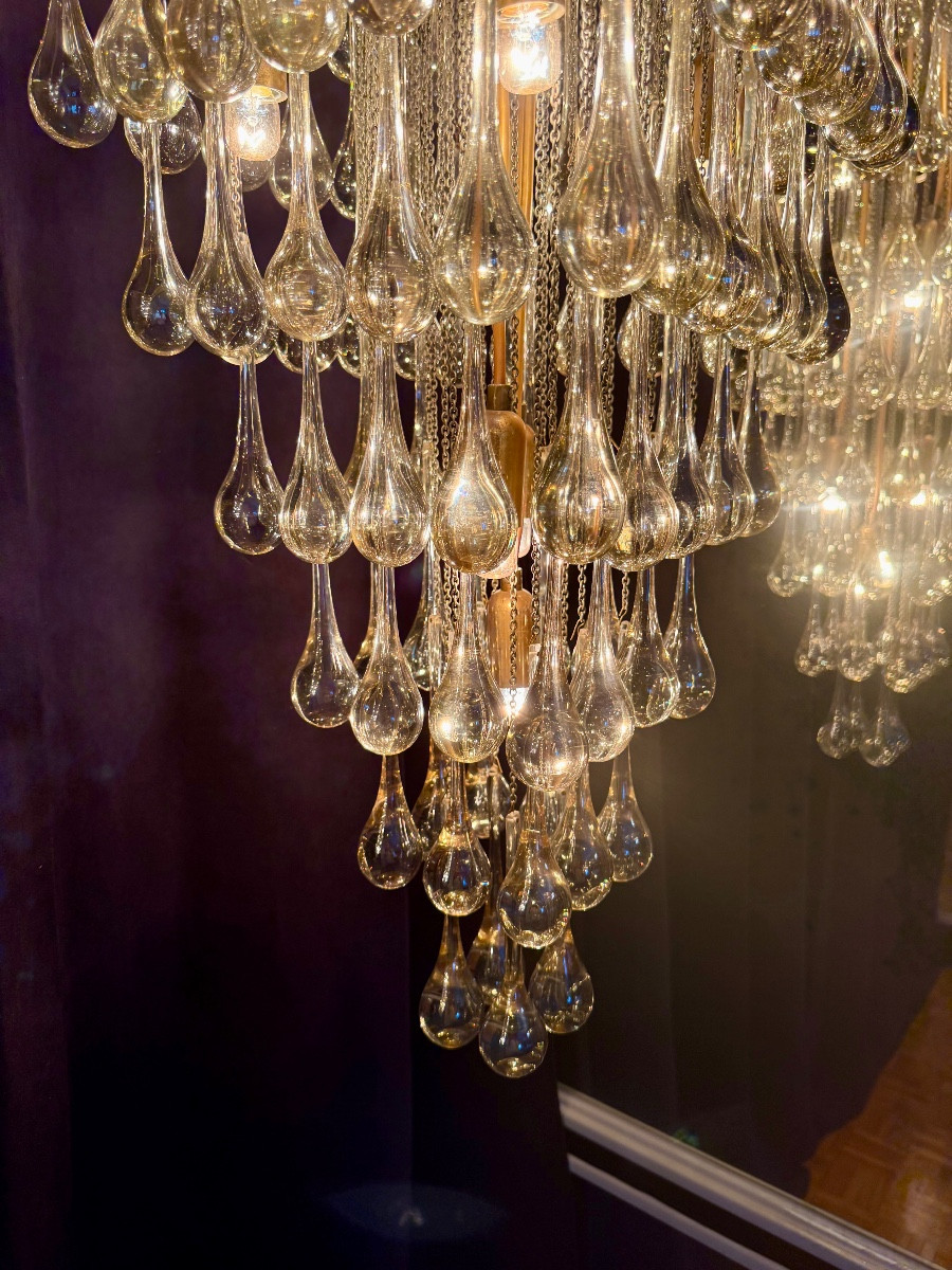 Pair Of Venini Murano Glass Cascading Chandeliers -photo-7
