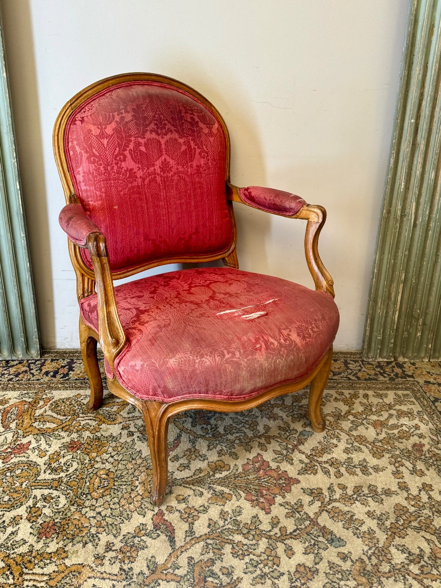 Louis XV Period Armchair Stamped Jardin Martin -photo-4