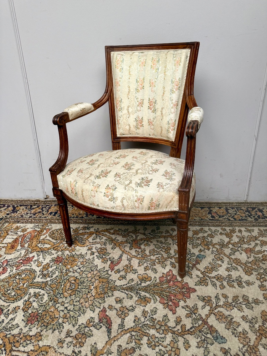Fauteuil D’époque Louis XVI En Noyer -photo-2