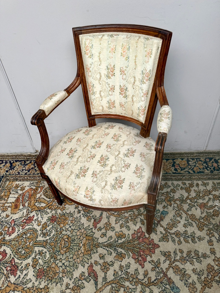 Fauteuil D’époque Louis XVI En Noyer -photo-3