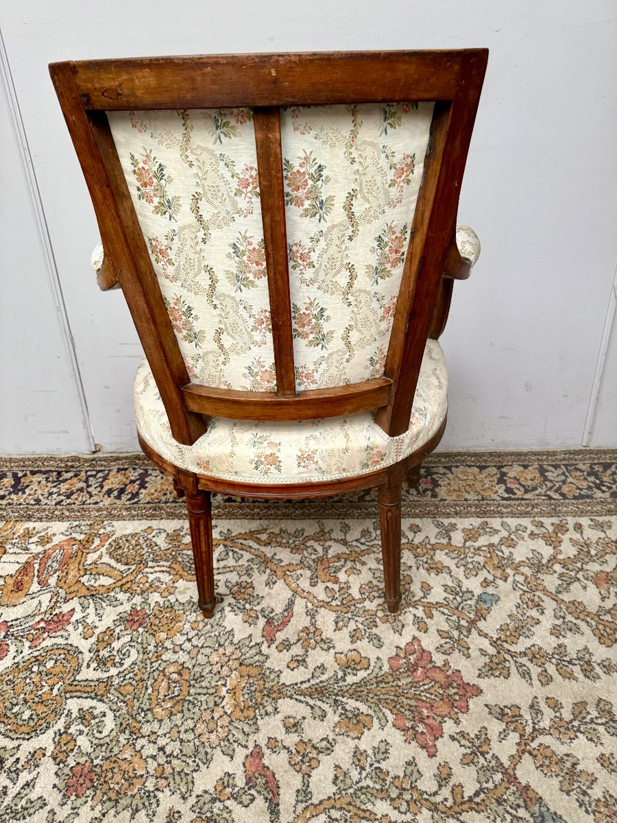 Fauteuil D’époque Louis XVI En Noyer -photo-1