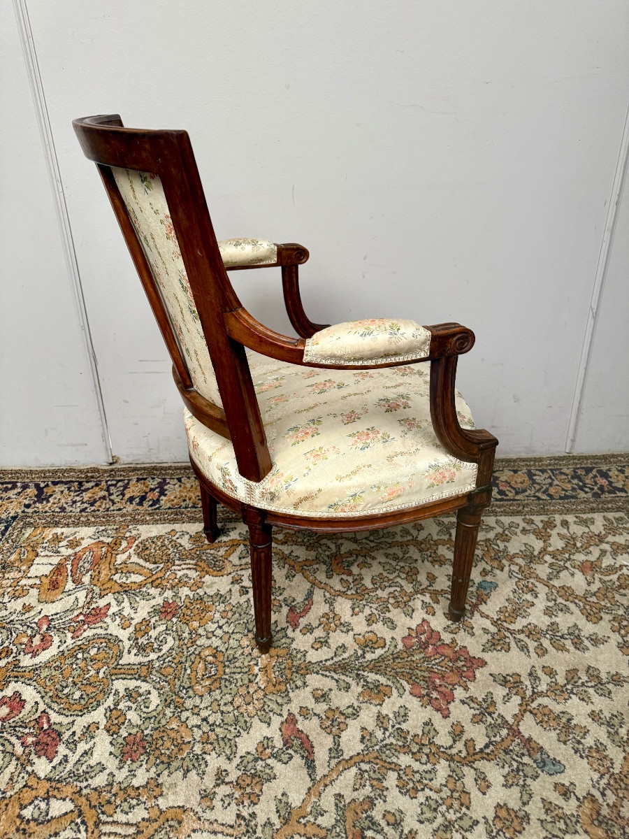 Fauteuil D’époque Louis XVI En Noyer -photo-2