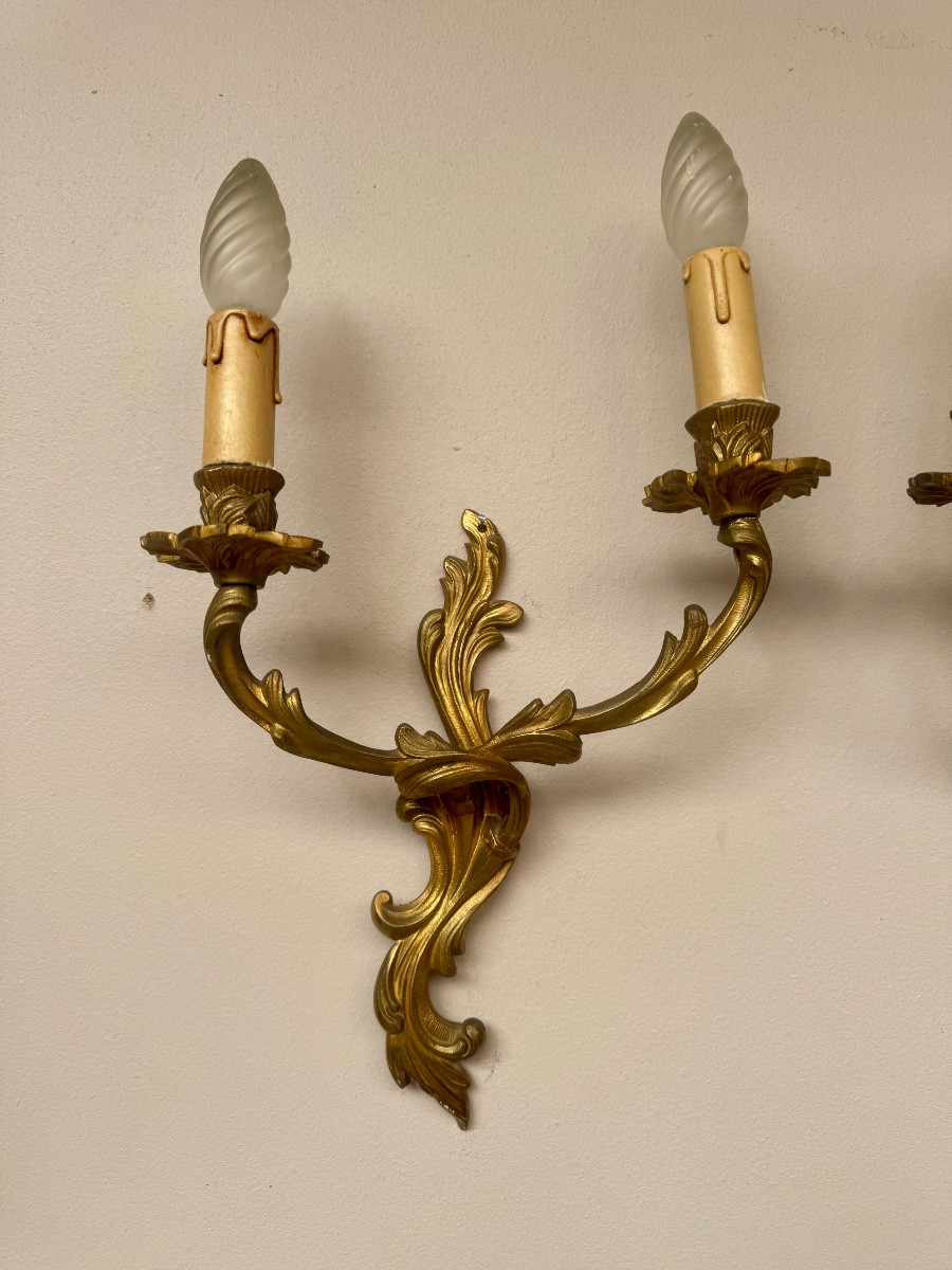 Paire D’appliques En Bronze De Style Louis XV  Vers 1900-photo-4