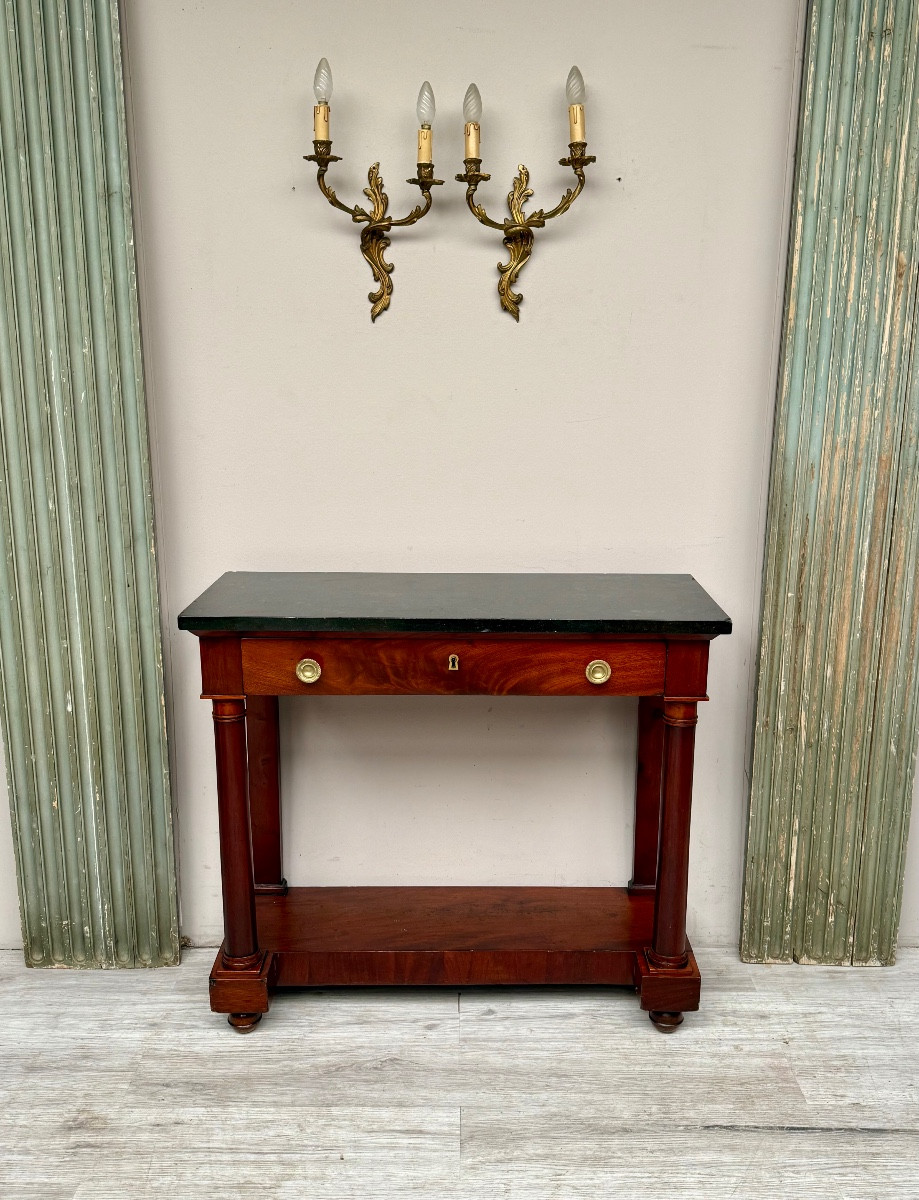 Console De Style Empire En Acajou D’époque 19 ème -photo-3