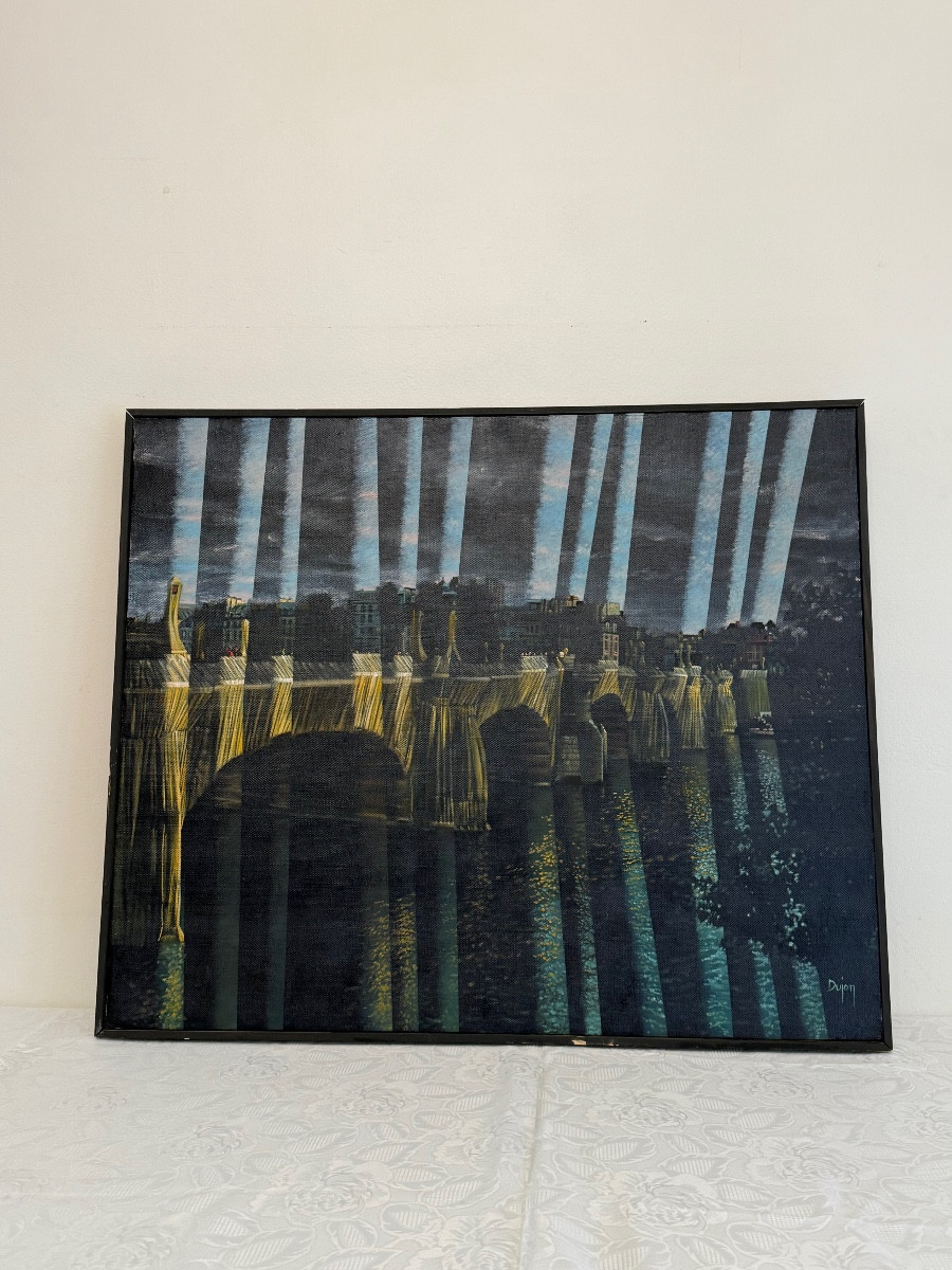 Huile Sur Toile Le Pont Neuf à Paris De Dujon-photo-2