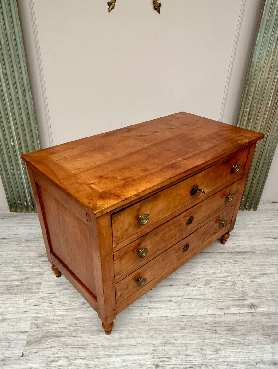 Louis XVI Style Chest Of Drawers In Cherry Wood, 19th Century -photo-1