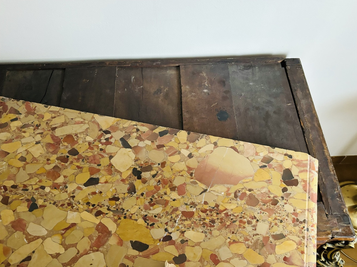 P.flechy Curved Chest Of Drawers In Louis XV Period Marquetry Stamped -photo-4
