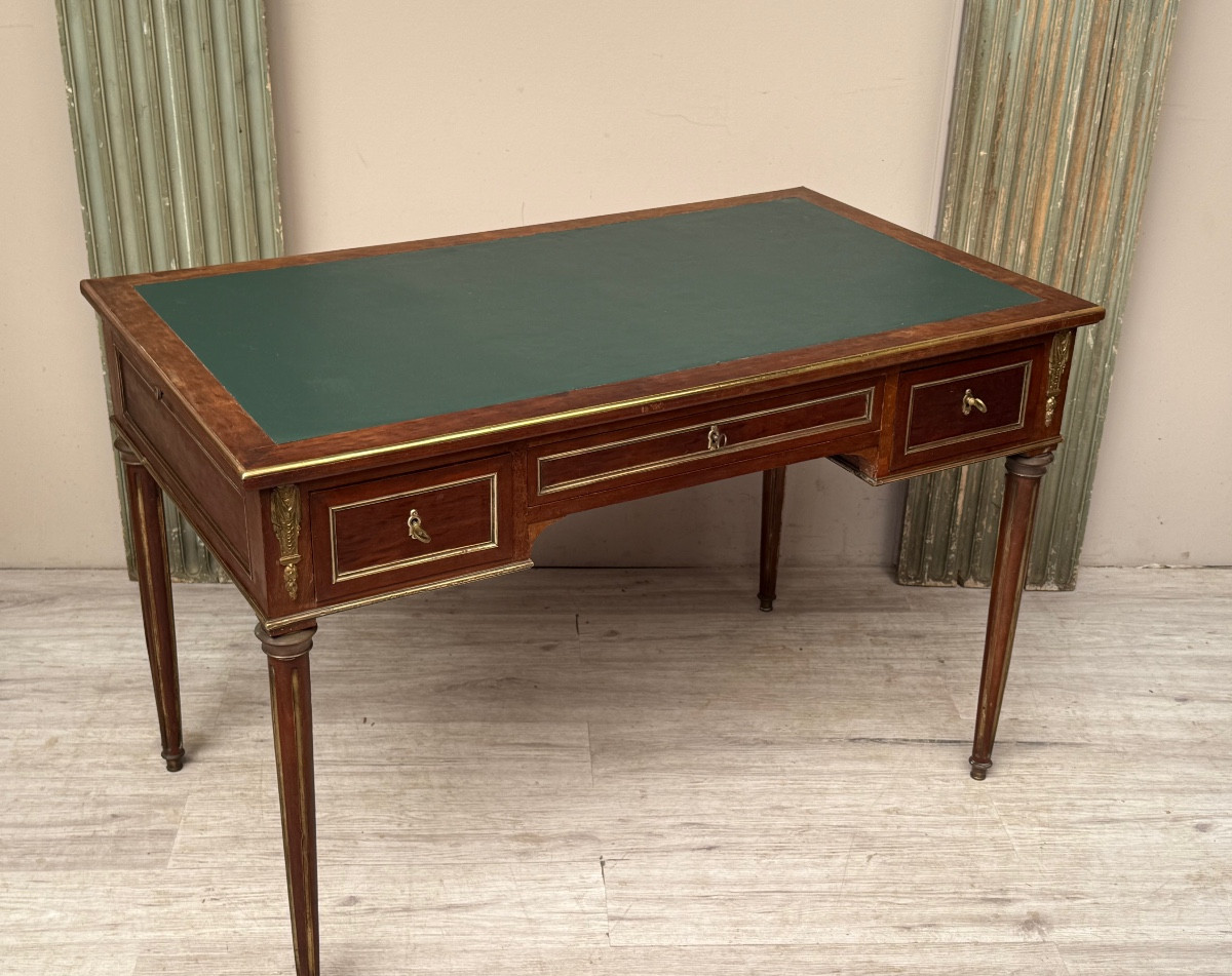 Louis XVI Mahogany Desk With Drawers From The Napoleon III Period -photo-1