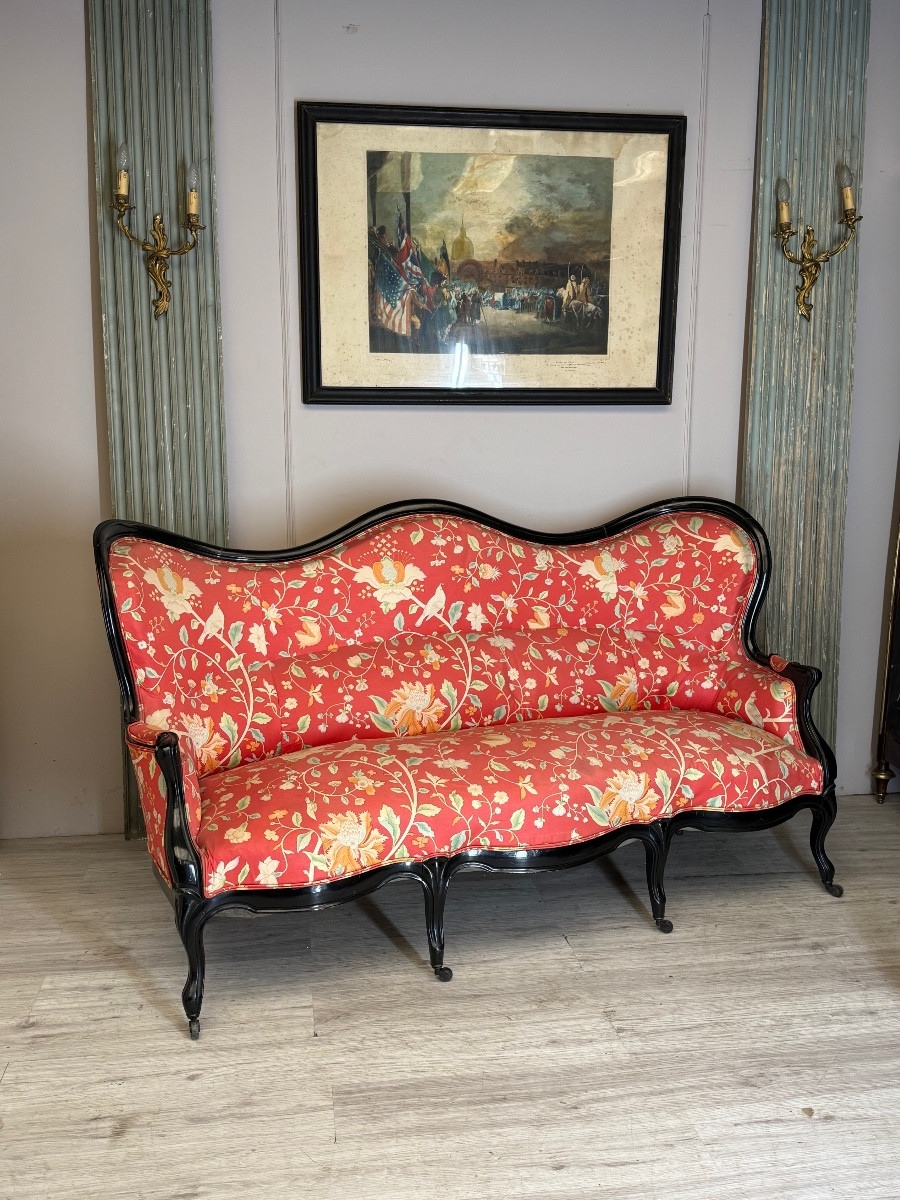 Blackened Wooden Bench From The Napoleon III Period-photo-2