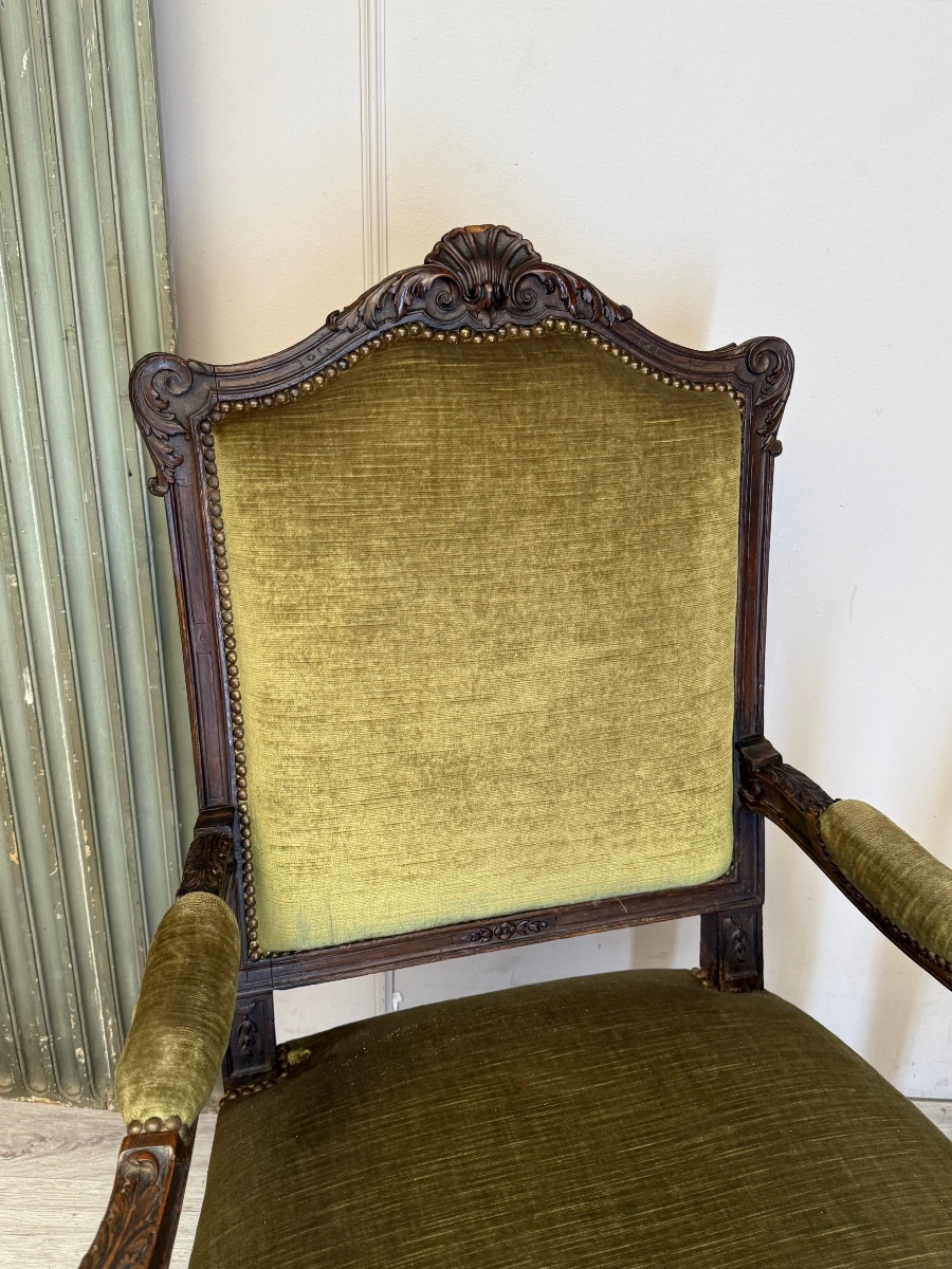 Pair Of 19th Century Regency Walnut Armchairs-photo-2