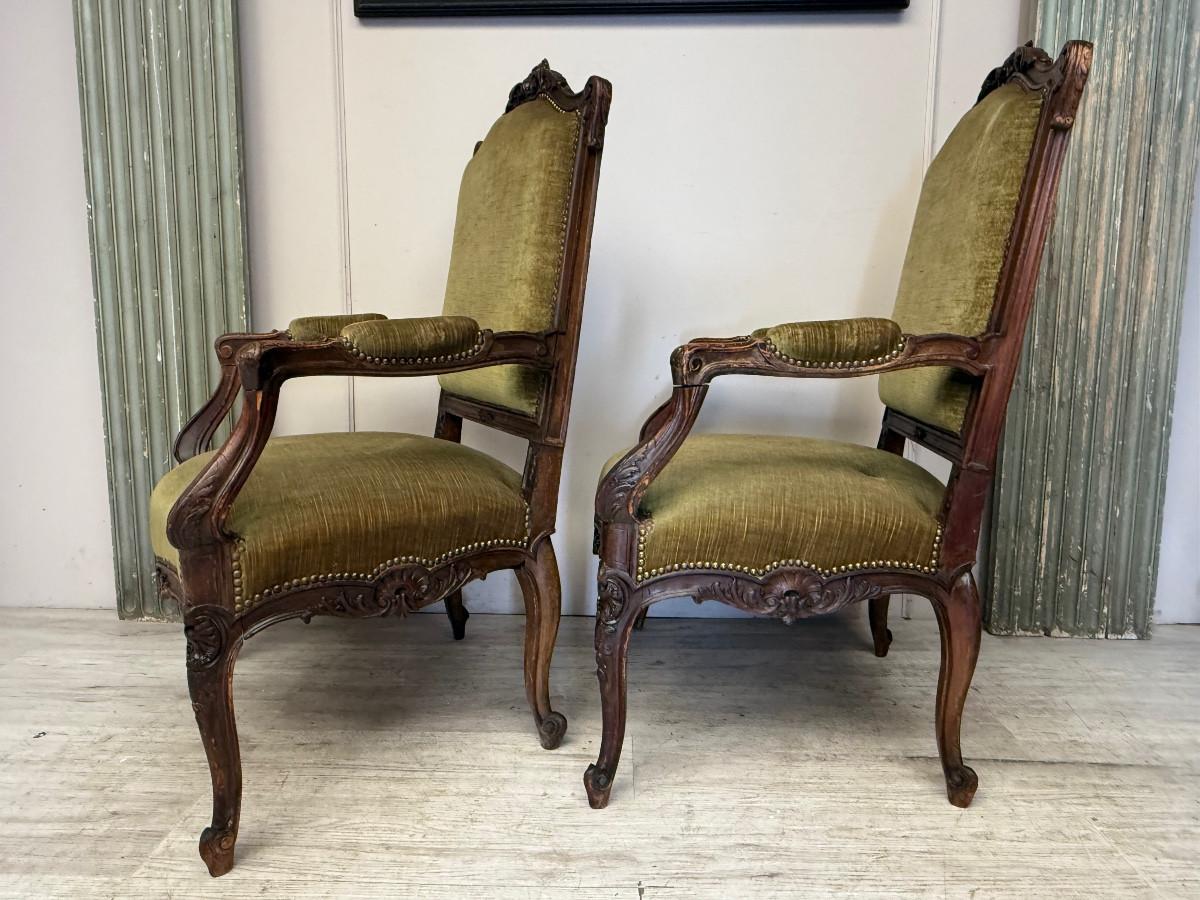 Pair Of 19th Century Regency Walnut Armchairs-photo-3