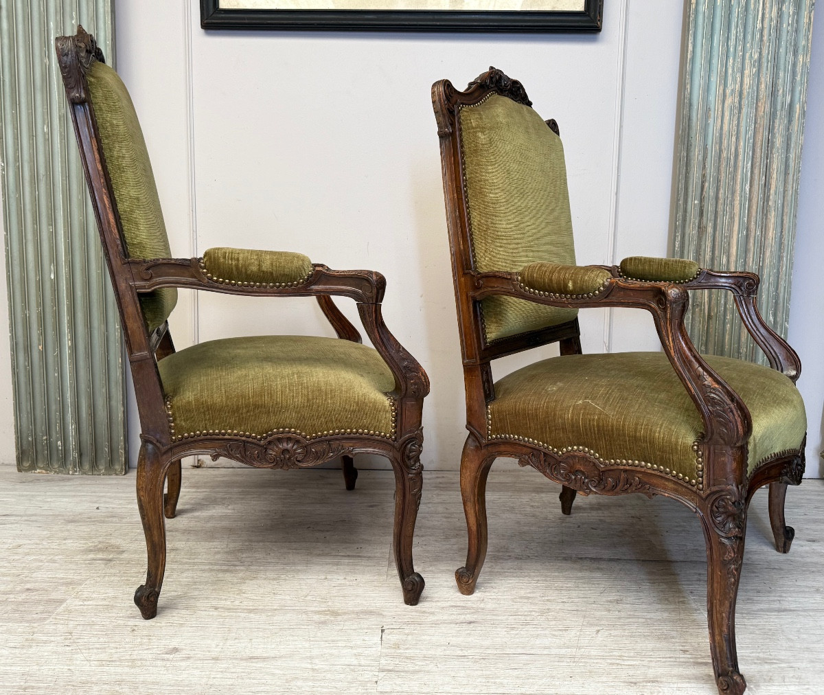 Pair Of 19th Century Regency Walnut Armchairs-photo-1