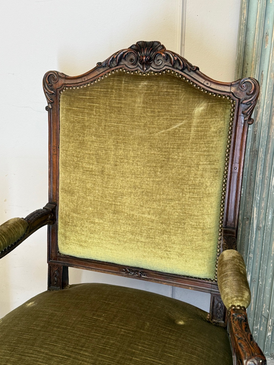 Pair Of 19th Century Regency Walnut Armchairs-photo-6
