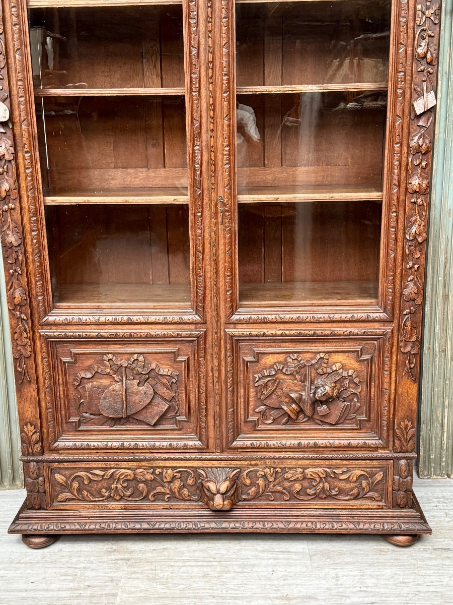 Renaissance-style Oak Bookcase From The 19th Century-photo-3