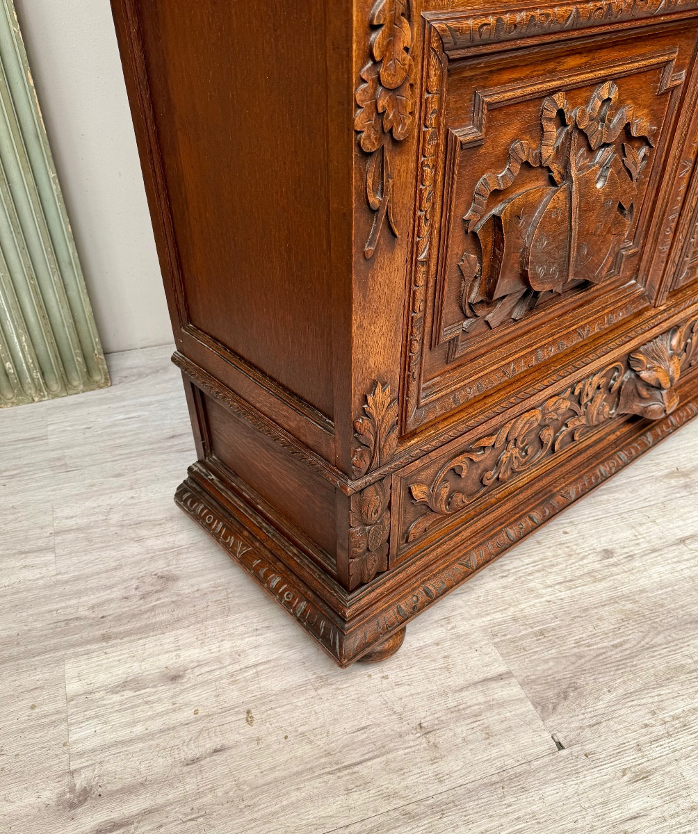 Renaissance-style Oak Bookcase From The 19th Century-photo-3