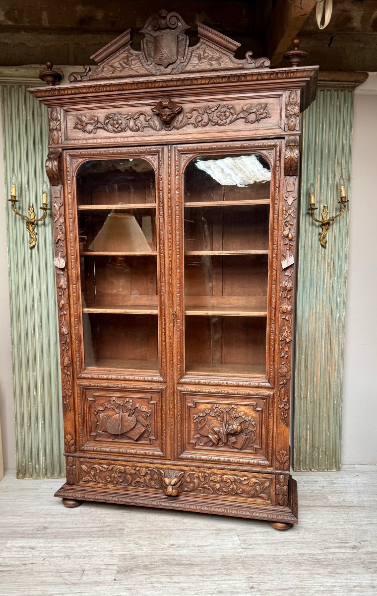 Renaissance-style Oak Bookcase From The 19th Century-photo-5
