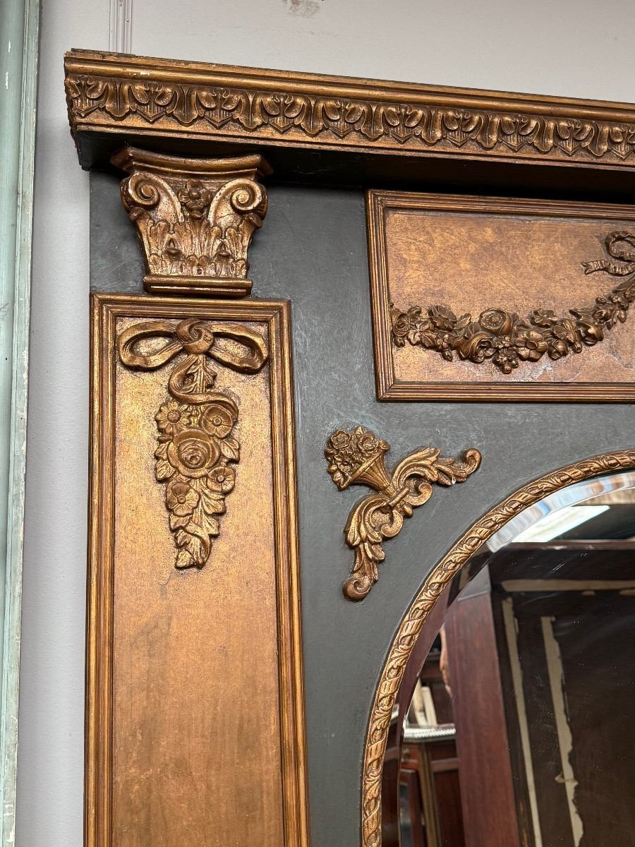 Large Wooden And Stucco Overmantel Mirror In The Regency Style -photo-2