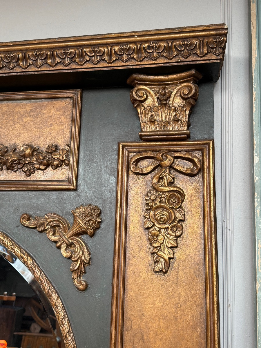 Large Wooden And Stucco Overmantel Mirror In The Regency Style -photo-3