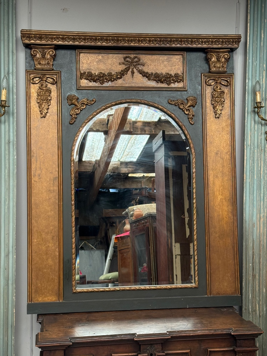 Large Wooden And Stucco Overmantel Mirror In The Regency Style -photo-4
