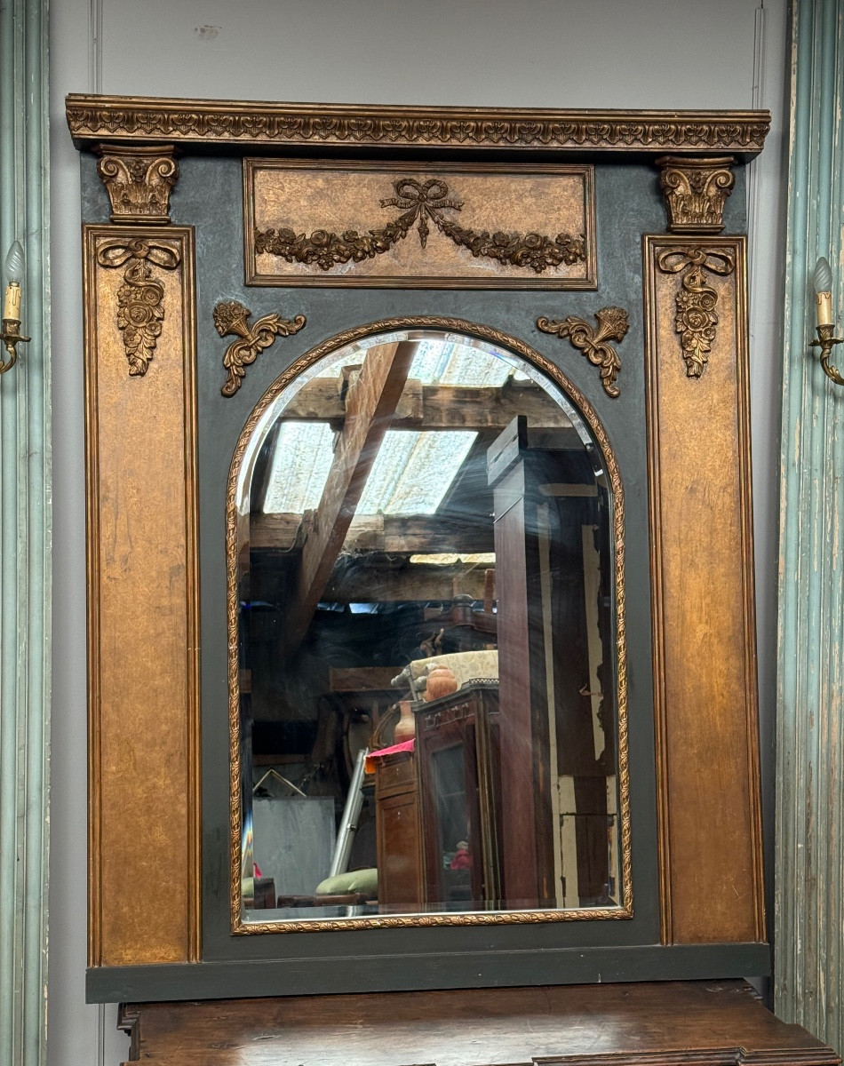 Large Wooden And Stucco Overmantel Mirror In The Regency Style 
