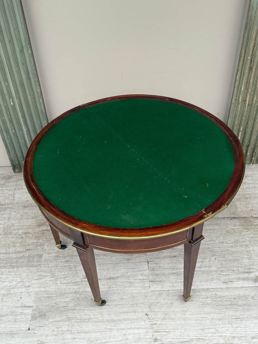 Table demi lune en acajou d’époque Louis XVI-photo-1