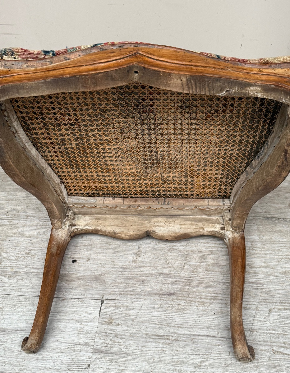 Fauteuil canné en noyer  d’époque Louis XV -photo-4