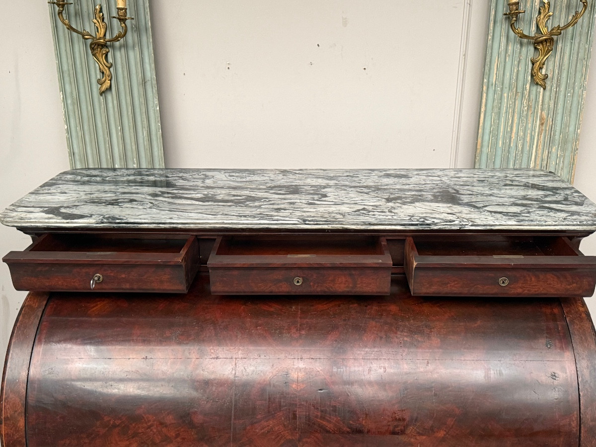 Charles X Period Mahogany Veneer Cylinder Desk -photo-3