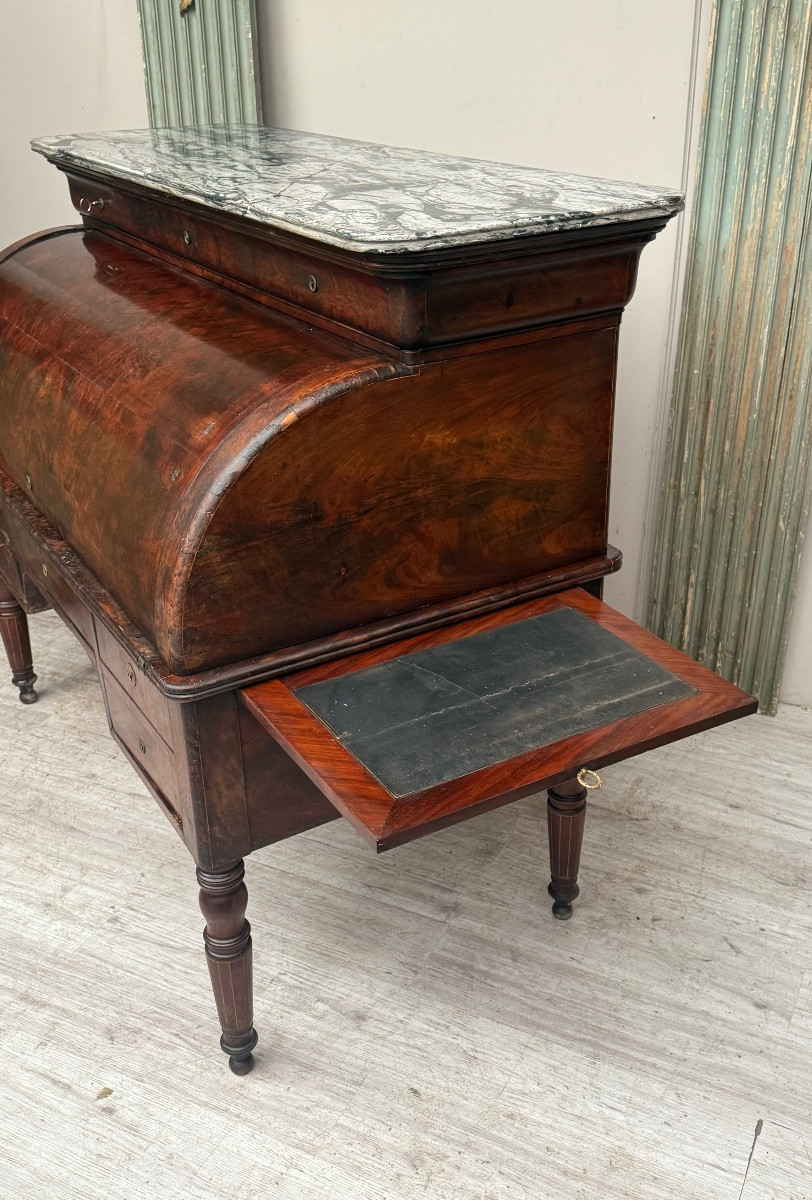 Charles X Period Mahogany Veneer Cylinder Desk -photo-5