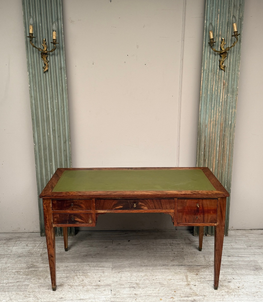 Louis XVI Mahogany Desk With Drawers, 19th Century -photo-2