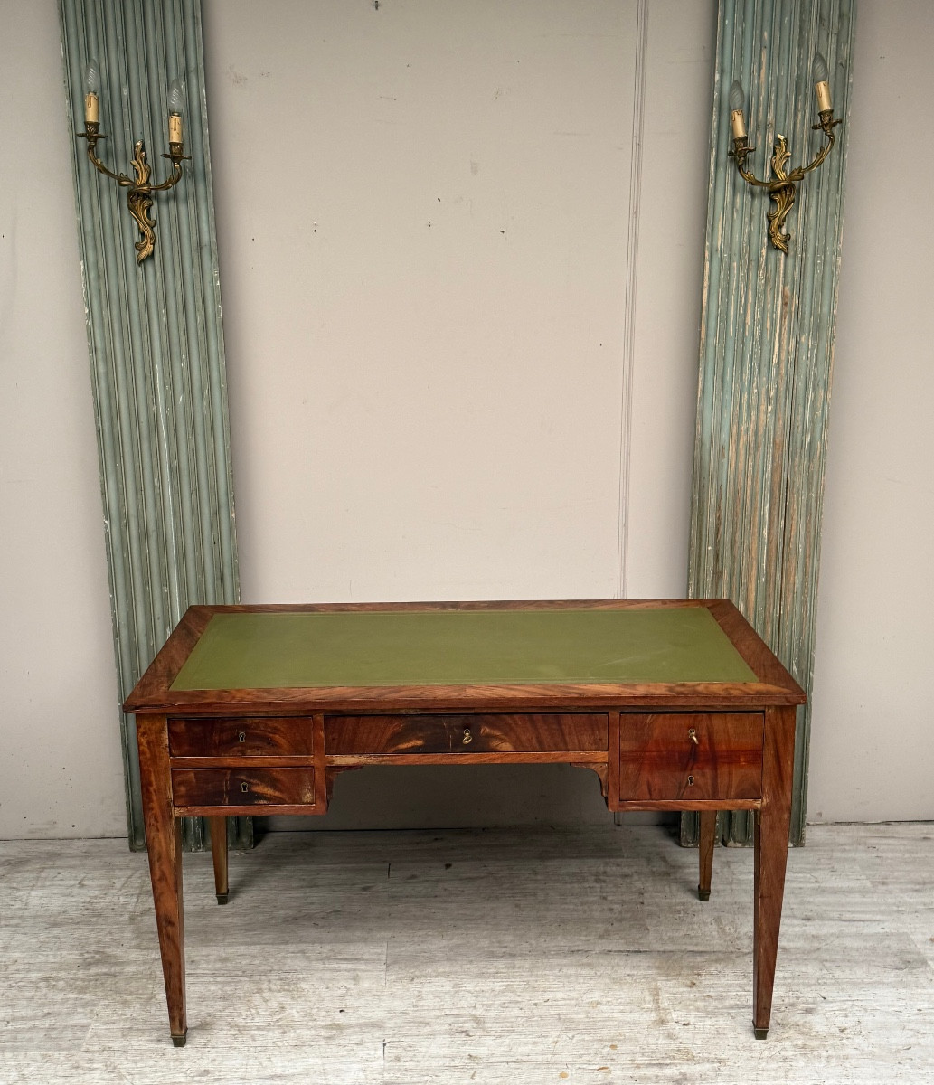 Louis XVI Mahogany Desk With Drawers, 19th Century -photo-5