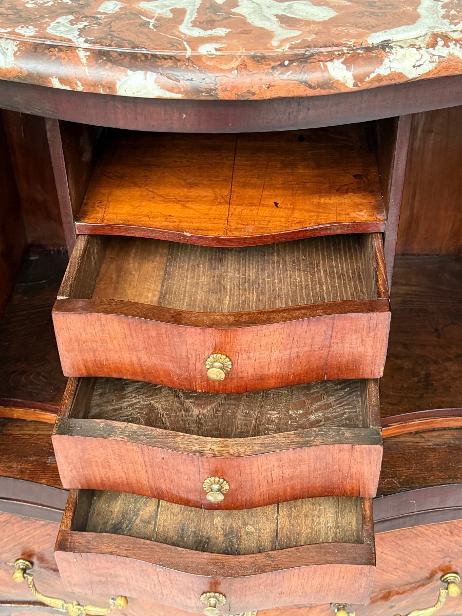Curved Secretary Cabinet In Marquetry From The Napoleon III Period-photo-3
