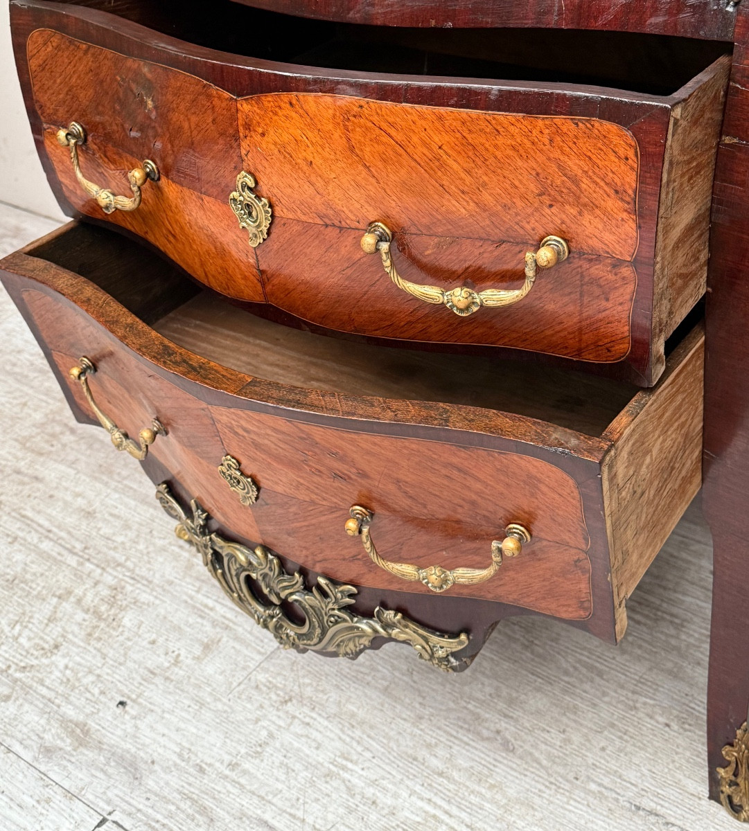 Curved Secretary Cabinet In Marquetry From The Napoleon III Period-photo-4