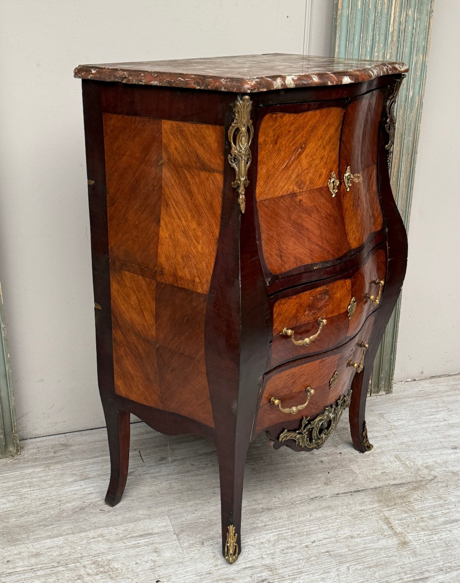 Curved Secretary Cabinet In Marquetry From The Napoleon III Period-photo-2
