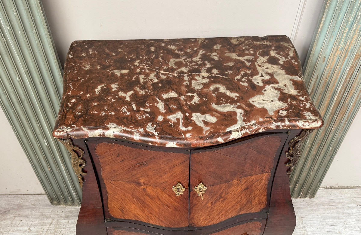 Curved Secretary Cabinet In Marquetry From The Napoleon III Period-photo-4