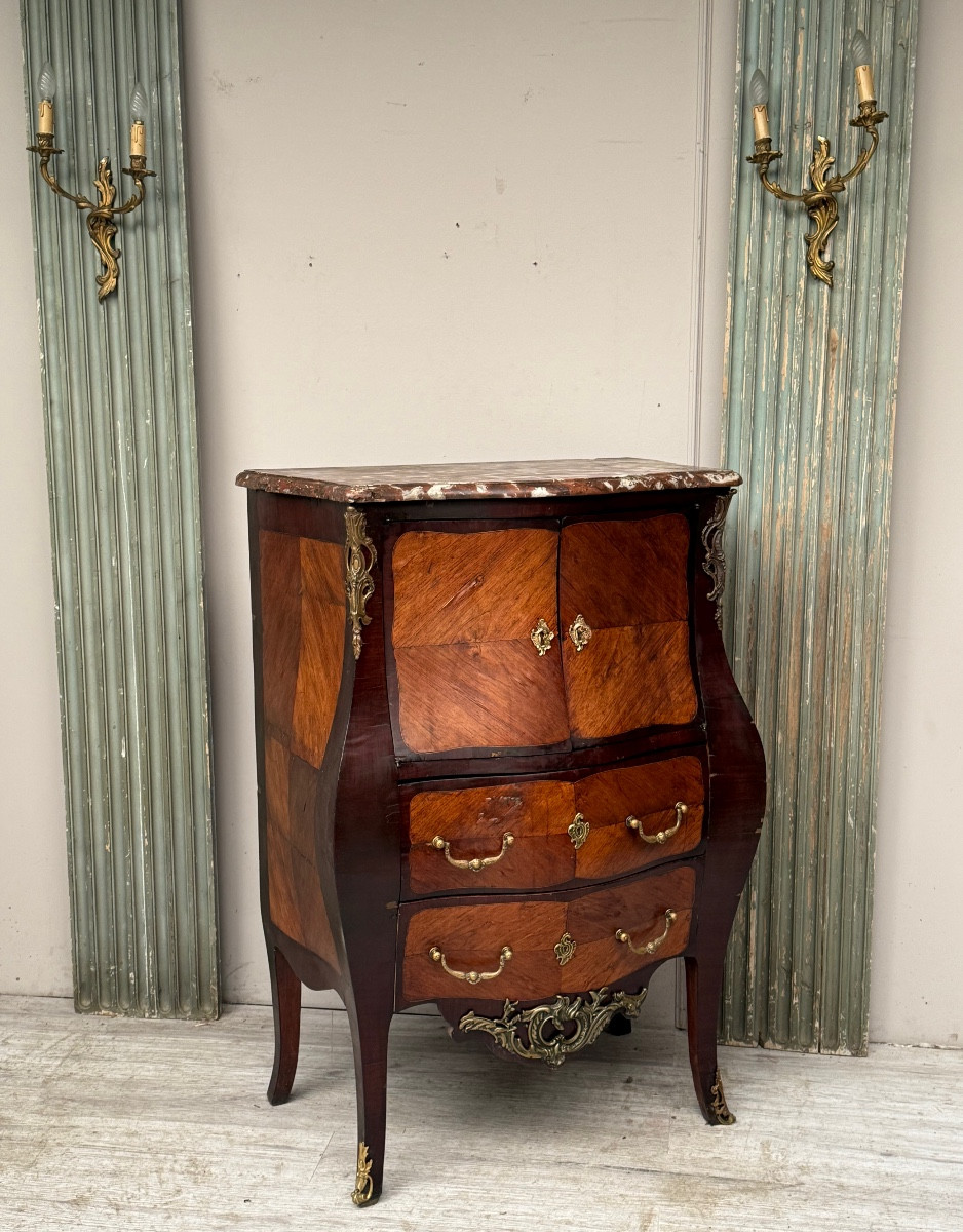 Curved Secretary Cabinet In Marquetry From The Napoleon III Period-photo-6