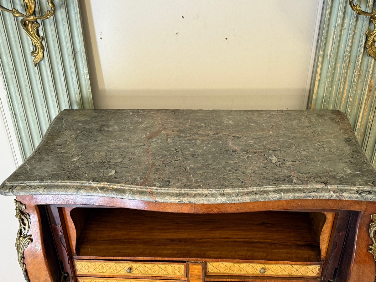 Louis XV Secretary In Marquetry From The Napoleon III Period-photo-3