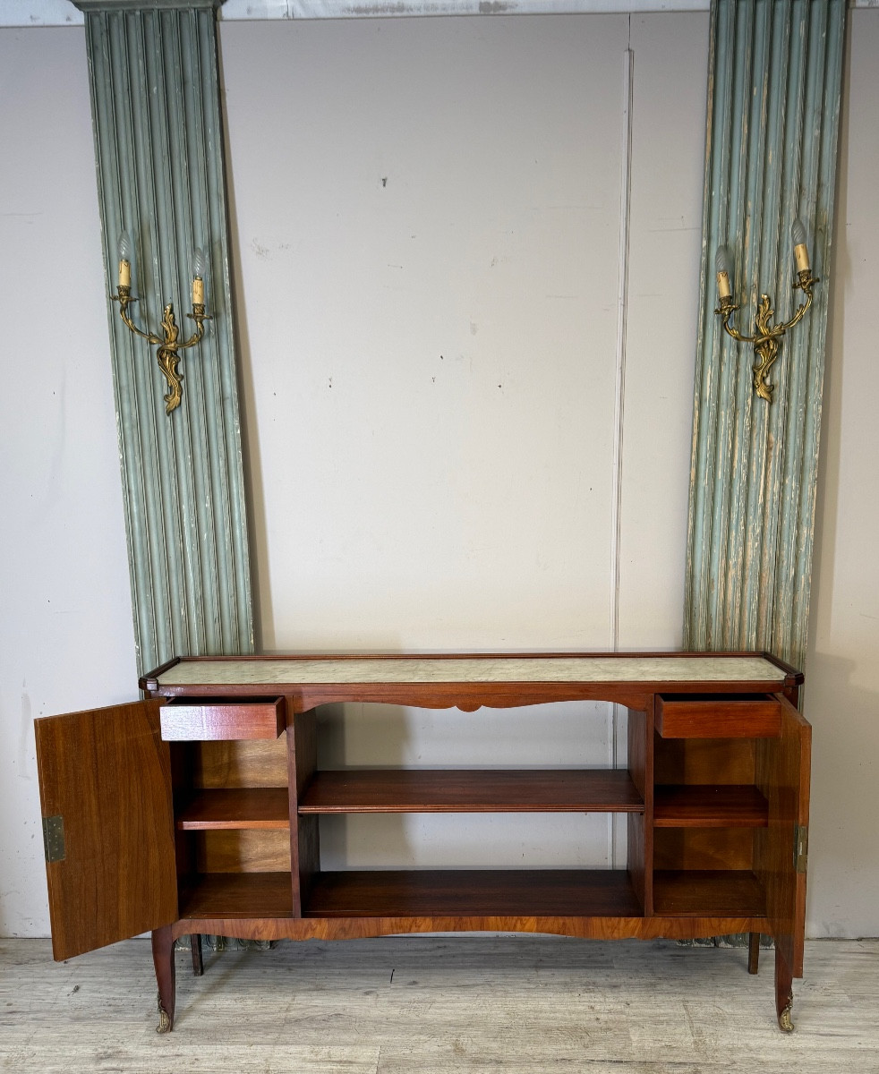 Transitional Style Marquetry Sideboard -photo-2