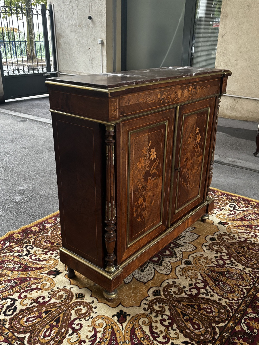 Meuble d’appui en marqueterie d’époque Napoléon III-photo-3