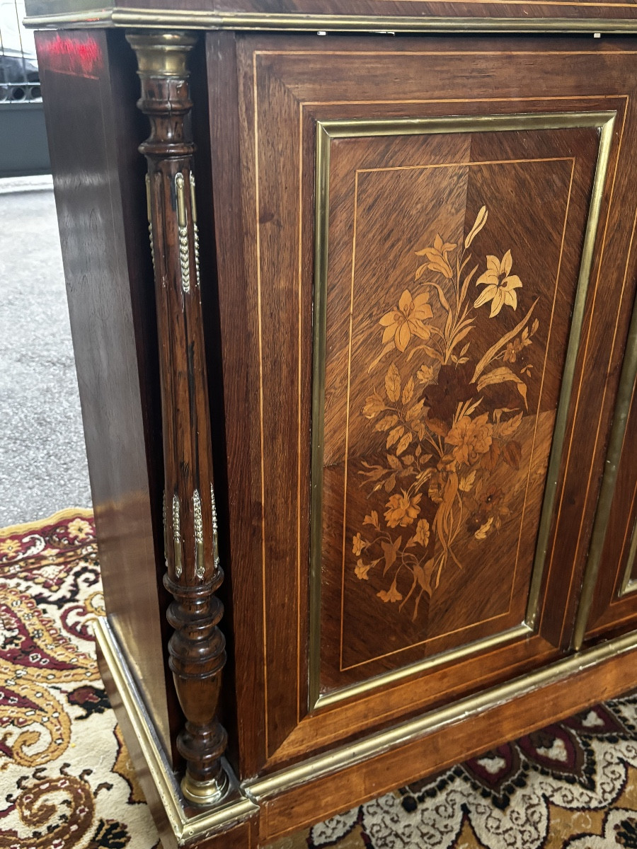Meuble d’appui en marqueterie d’époque Napoléon III-photo-4