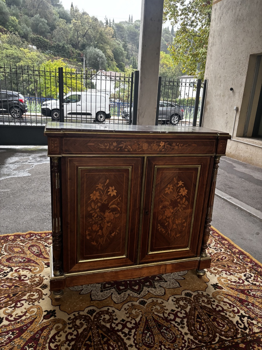 Meuble d’appui en marqueterie d’époque Napoléon III-photo-3