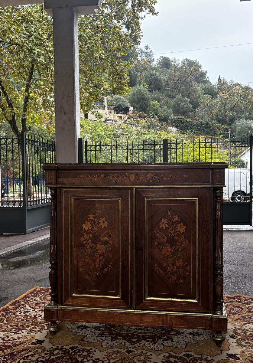 Meuble d’appui en marqueterie d’époque Napoléon III-photo-6