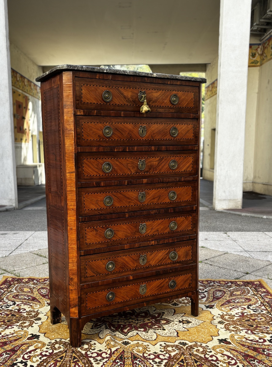 Louis XVI Period Marquetry Chest Of Drawers-photo-2