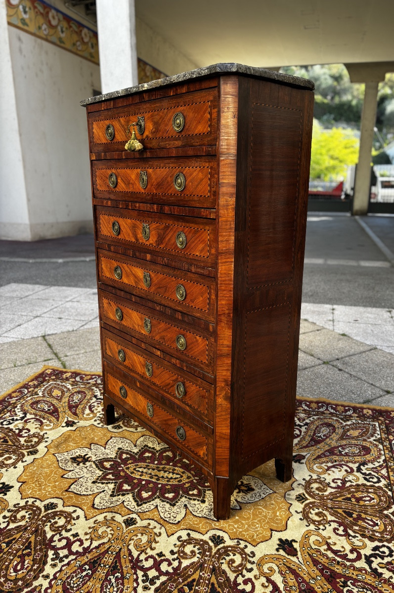 Louis XVI Period Marquetry Chest Of Drawers-photo-3