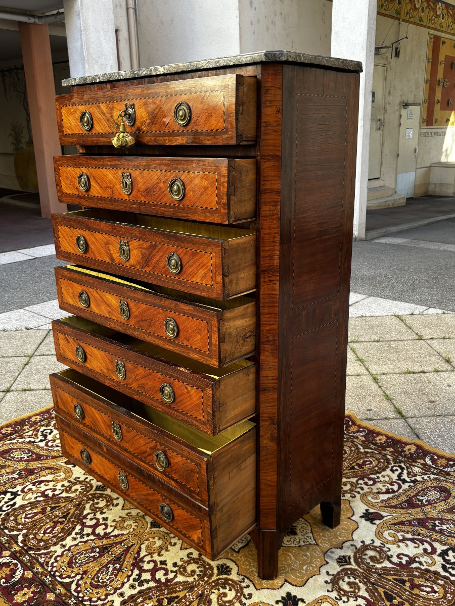 Louis XVI Period Marquetry Chest Of Drawers-photo-4