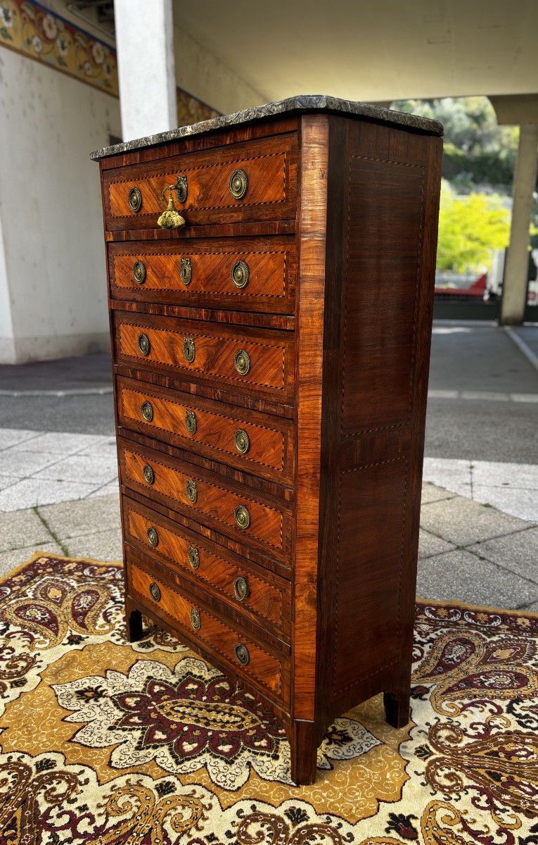 Louis XVI Period Marquetry Chest Of Drawers-photo-3