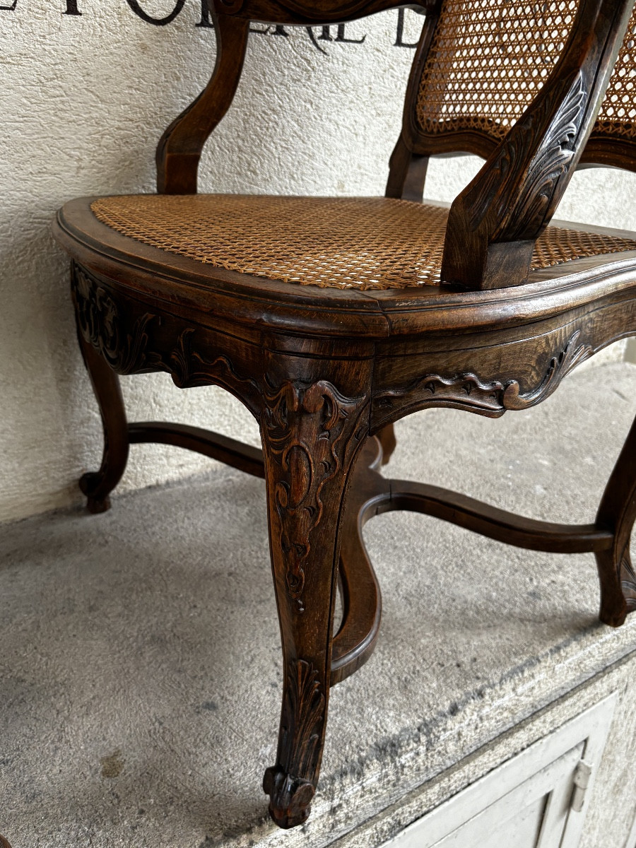 Paire de fauteuils cannés de style régence -photo-2